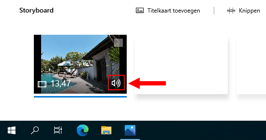 Audio volumeknop in Windows 10 Video Editor