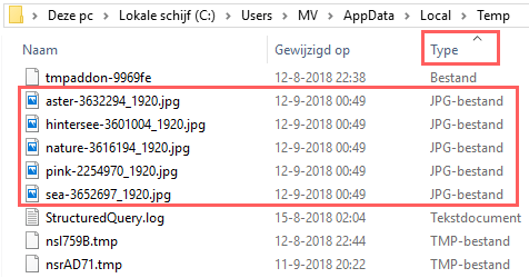 Bestanden op bestandstype sorteren in Windows Verkenner in Windows 10