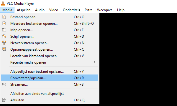 Converteren/opslaan optie in VLC mediaspeler