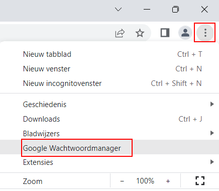 Google wachtwoordmanager openen in Chrome