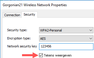 Netwerkbeveiligingssleutel weergeven in Windows