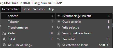 Rechthoekige selectie in GIMP