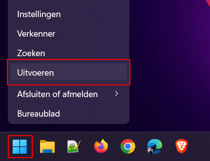 Uitvoeren-venster openen in Windows 11