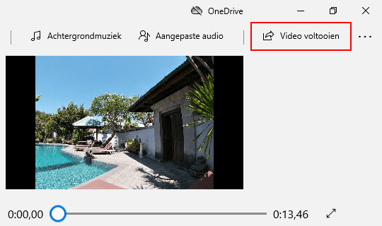 Video voltooien knop in Windows 10 Video Editor