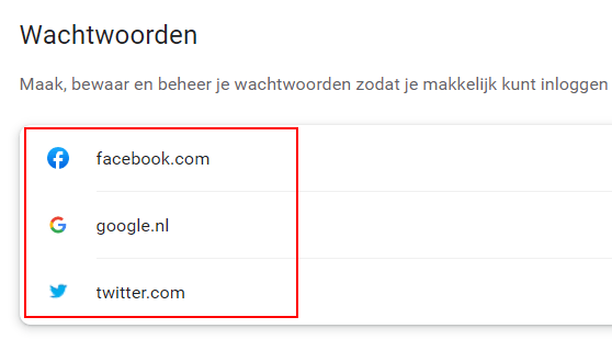 Wachtwoordmanager in Chrome
