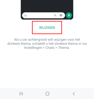 WhatsApp achtergrond wijzigen knop