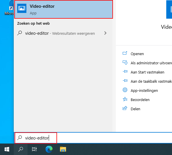 Windows 10 Video-editor openen
