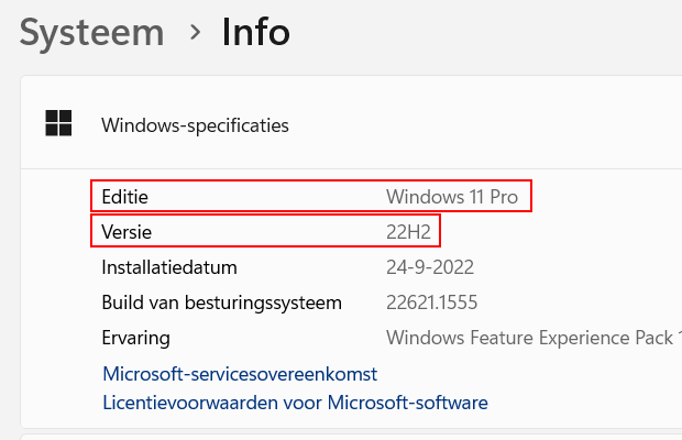 Windows 11 specificaties