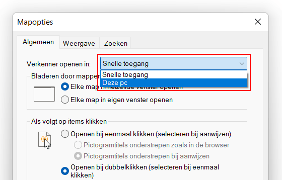 Windows 11 Verkenner laten openen met Deze pc